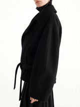 Short Wrap Coat in Black