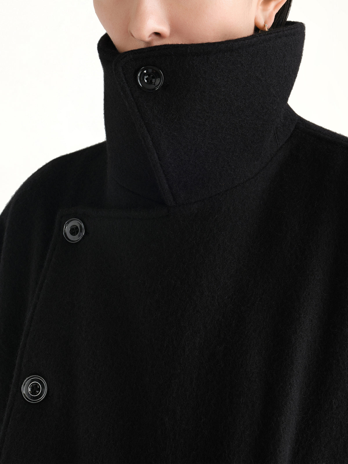 Short Wrap Coat in Black
