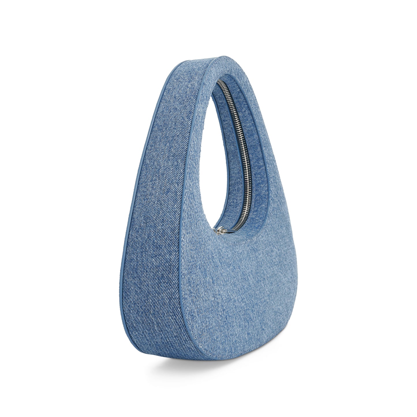 Denim Baguette Swipe Bag in Washed Blue