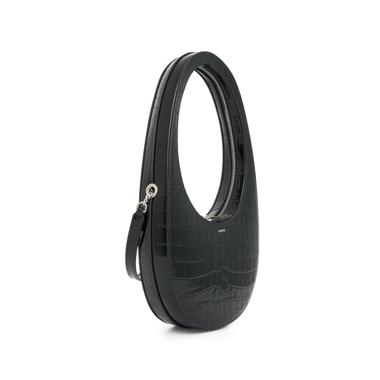 Croco Crossbody Swipe Bag in Black