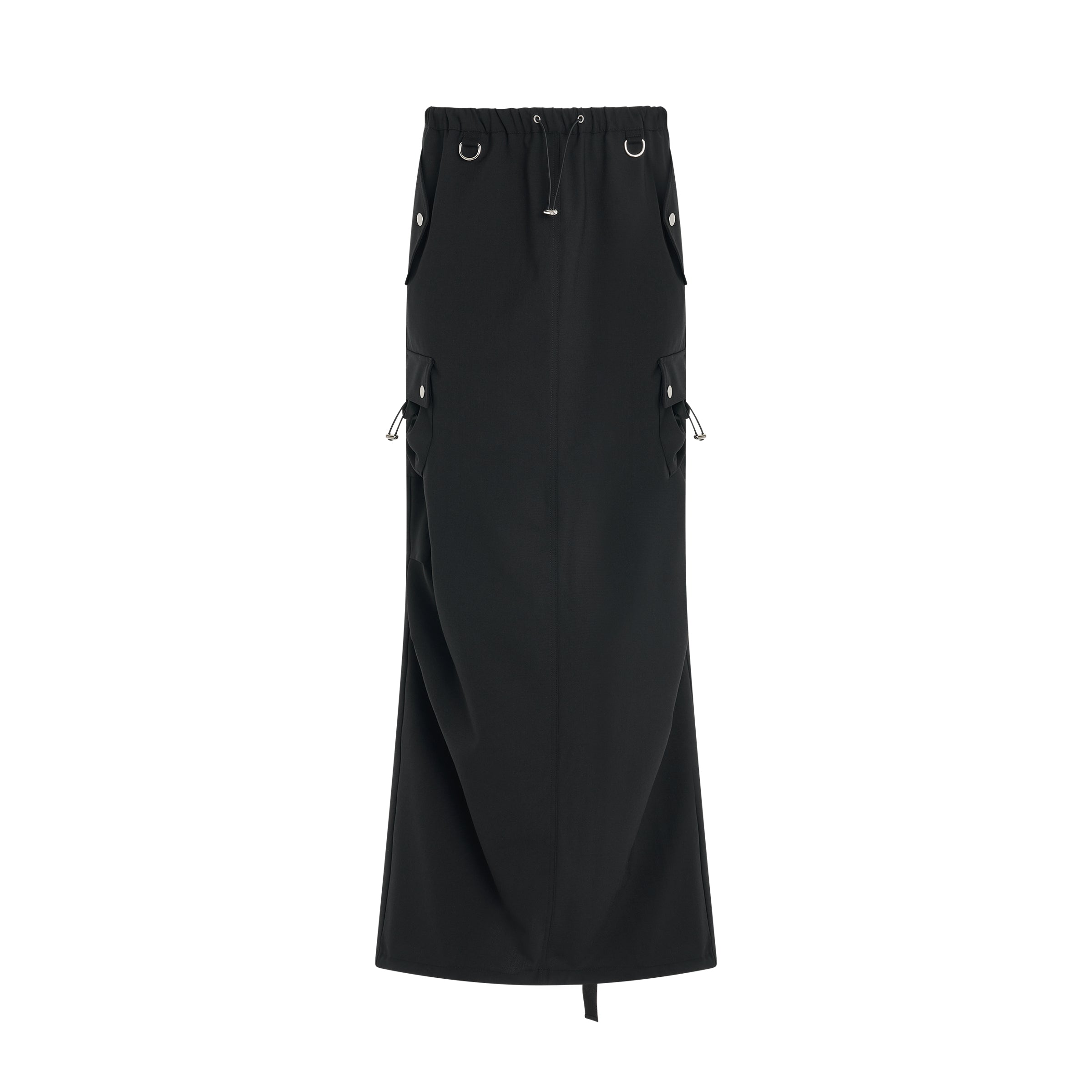 Tailored Cargo Maxi Skirt in Black