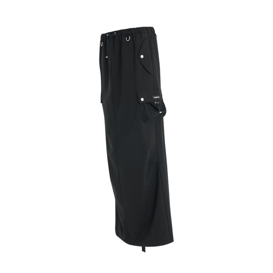 Tailored Cargo Maxi Skirt in Black