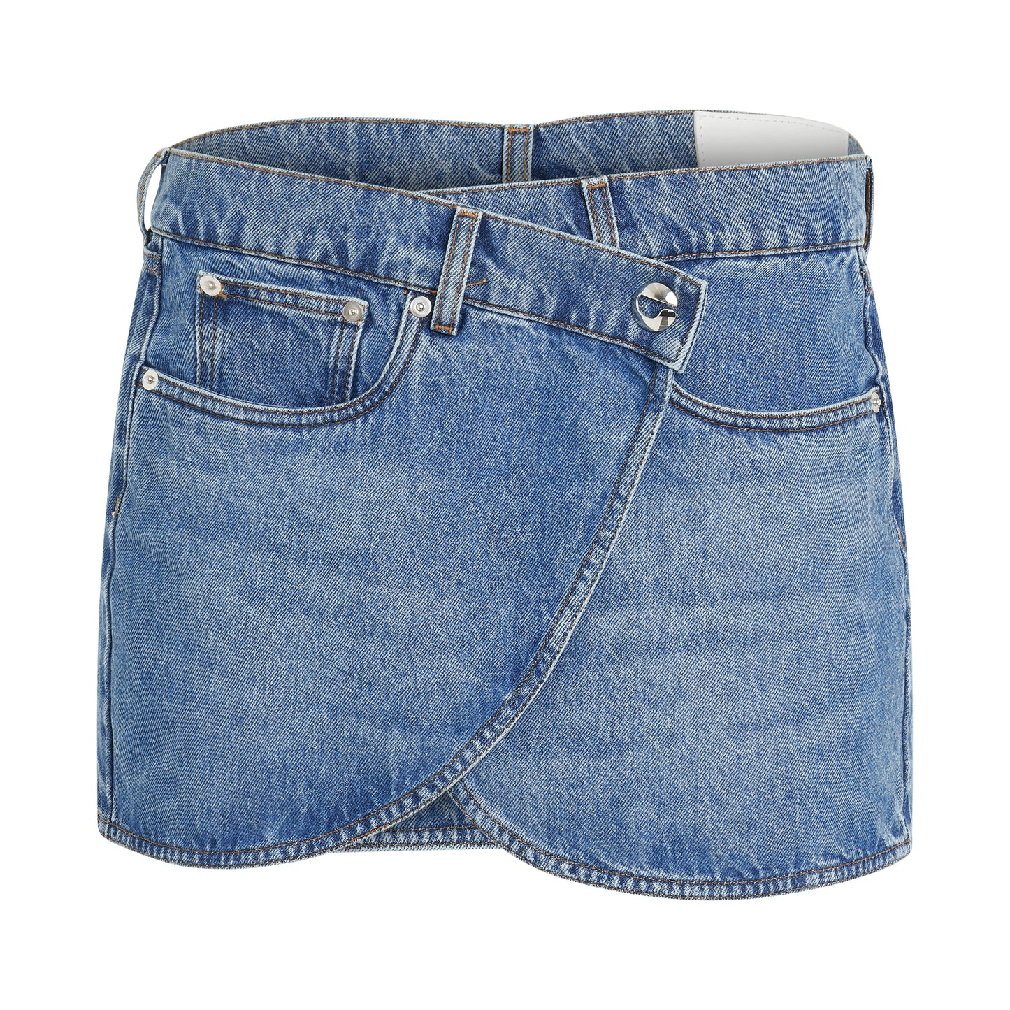 Denim Mini Skirt in Washed Blue