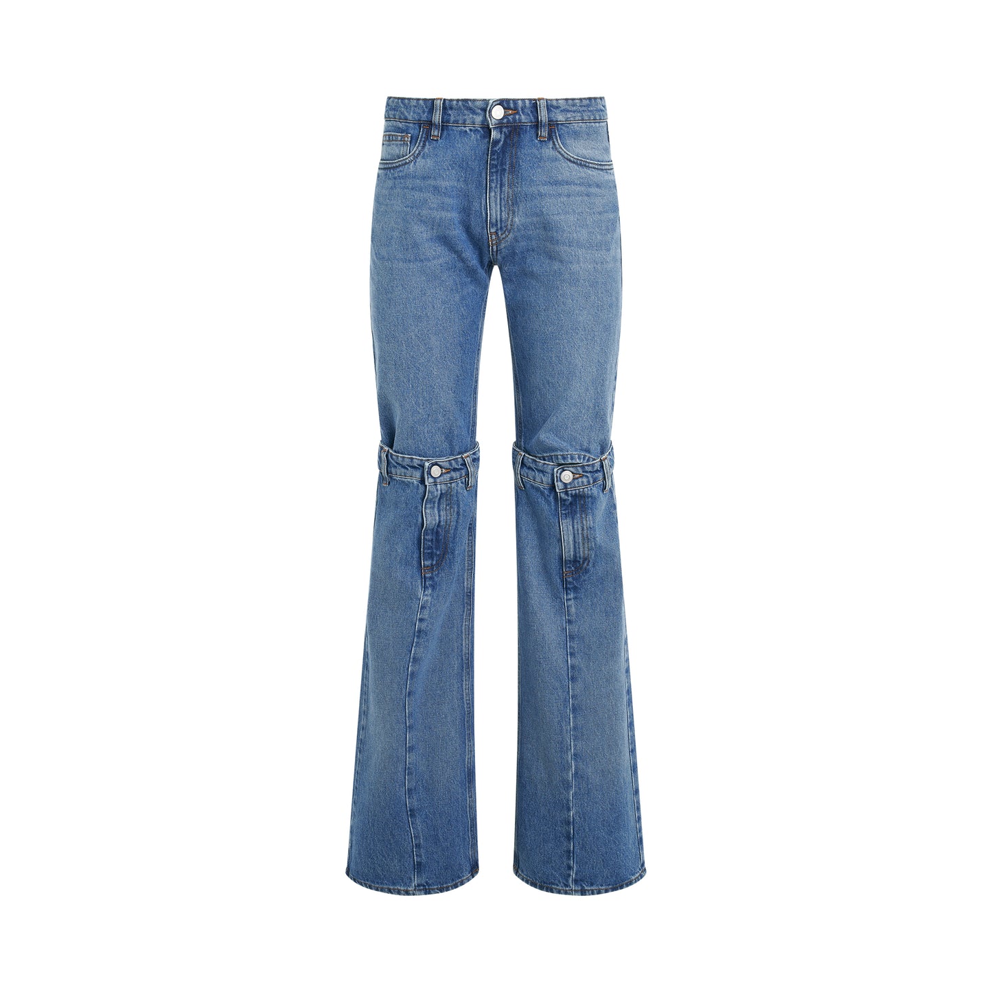 Open Knee Jeans in Washed Blue