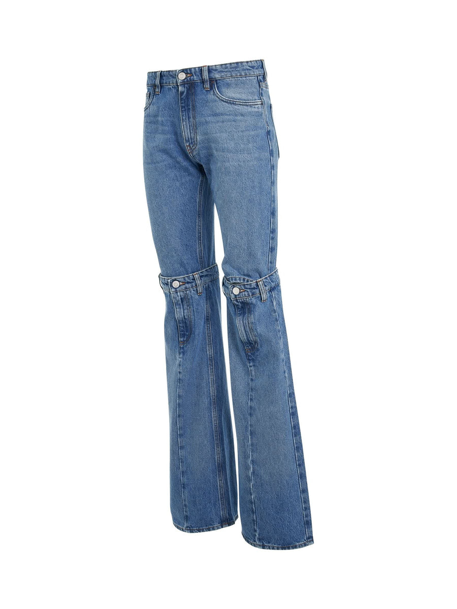 Open Knee Jeans in Washed Blue