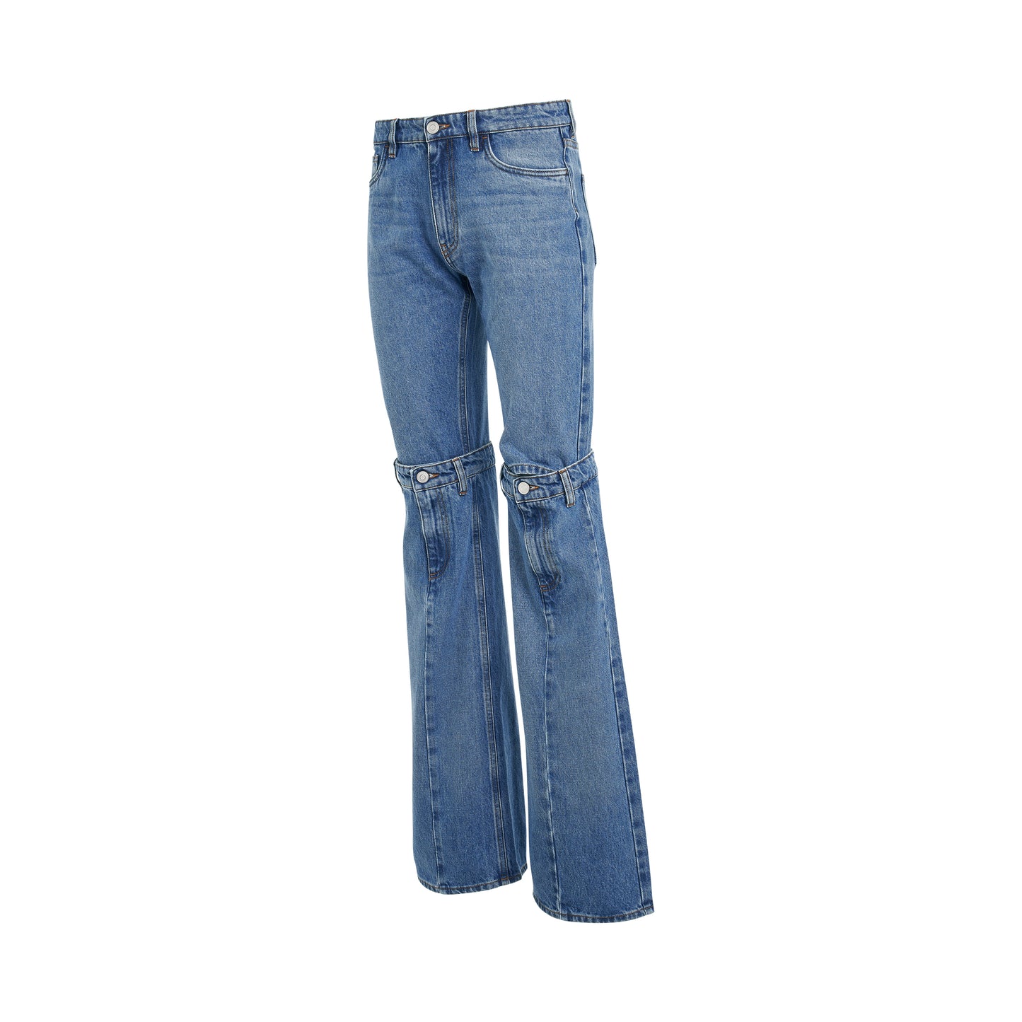 Open Knee Jeans in Washed Blue