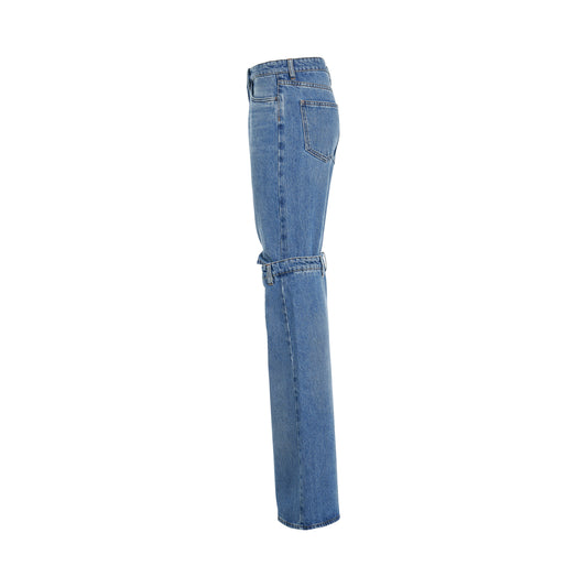 Open Knee Jeans in Washed Blue