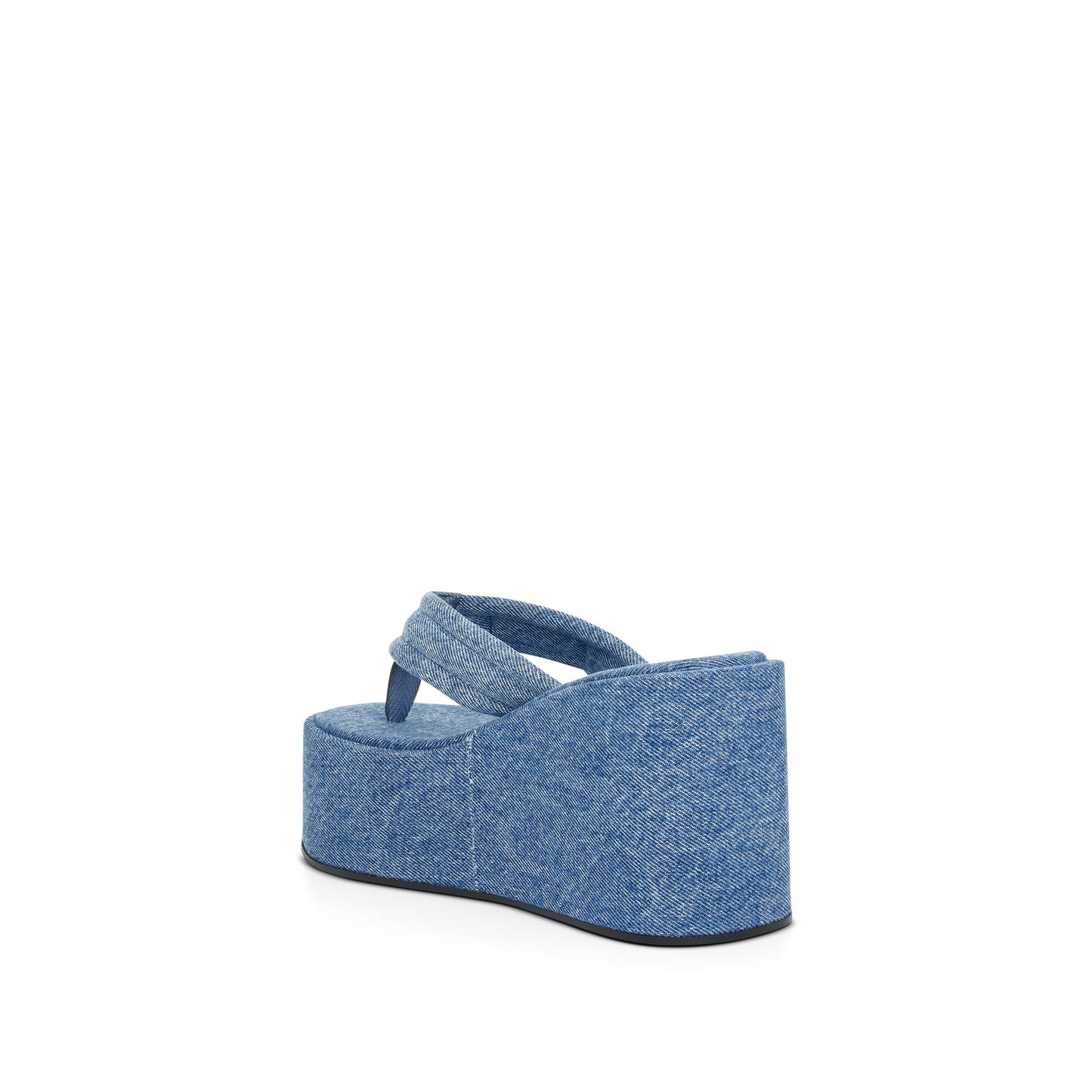 Denim Branded Wedge Sandal in Washed Blue