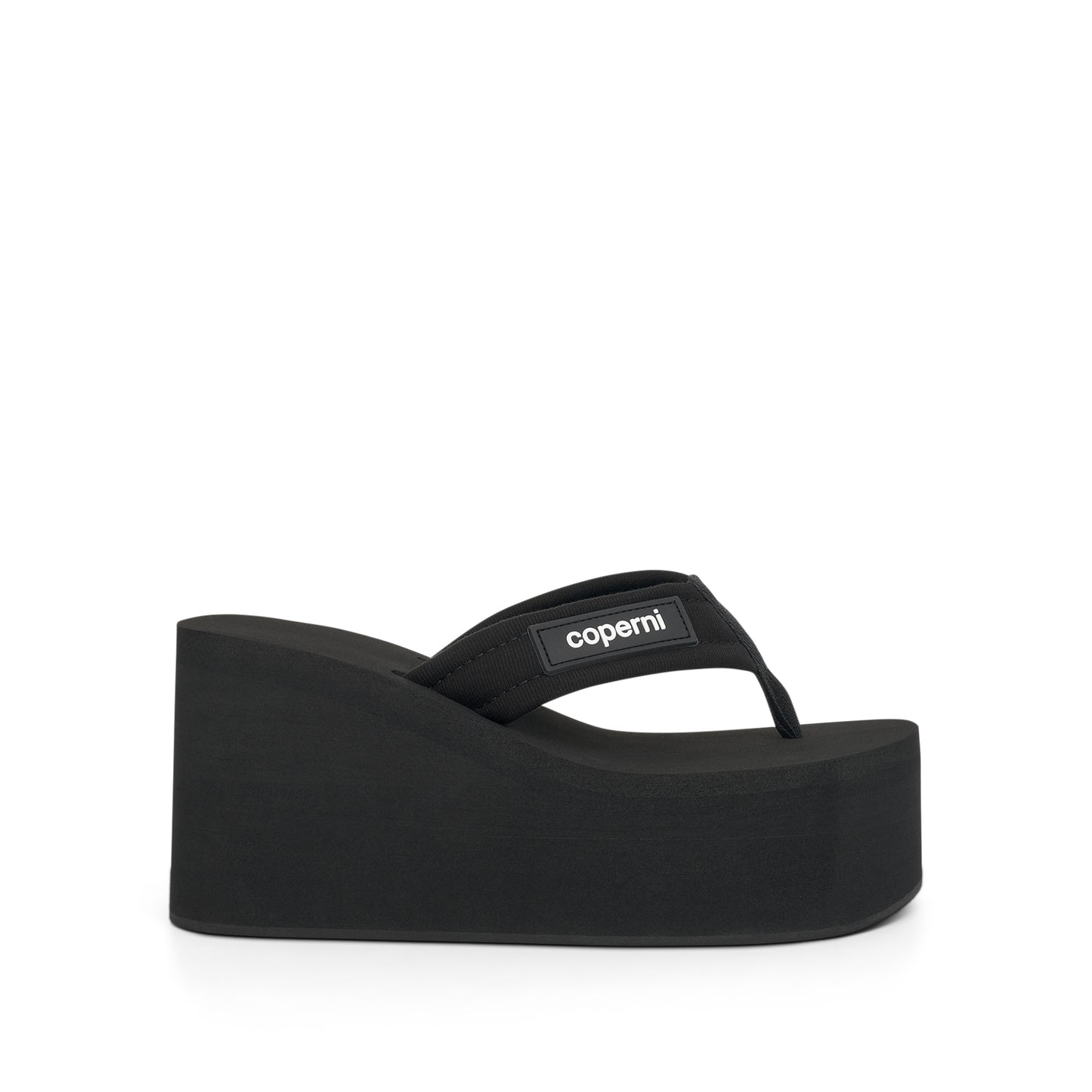 Branded Wedge Sandal in Black