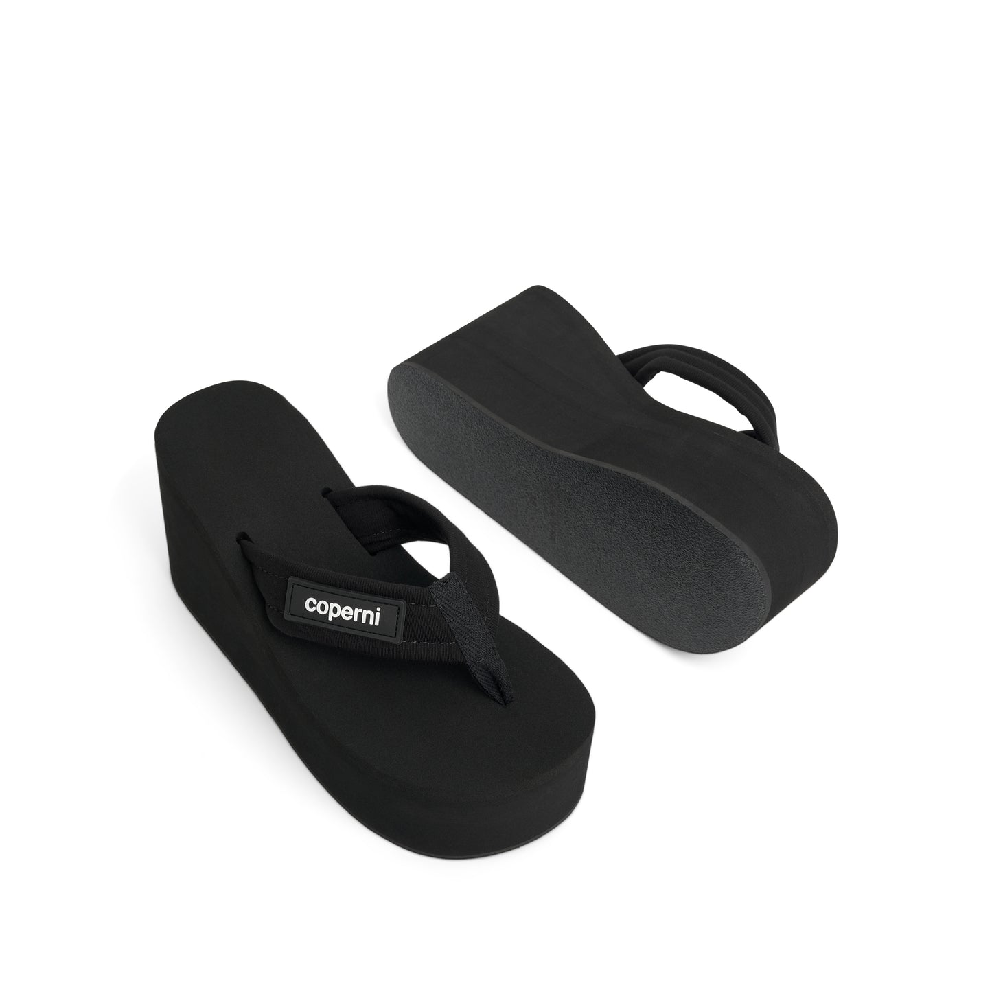 Branded Wedge Sandal in Black