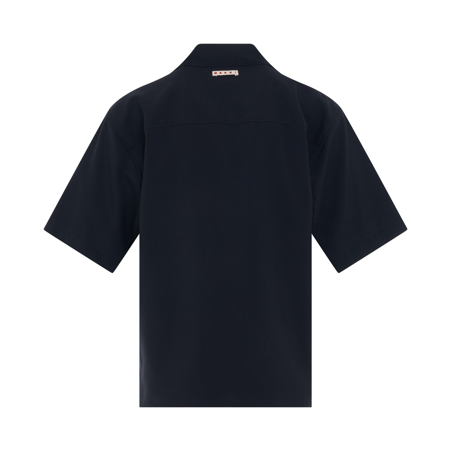 Wool Bowling Shirt in Blue Black
