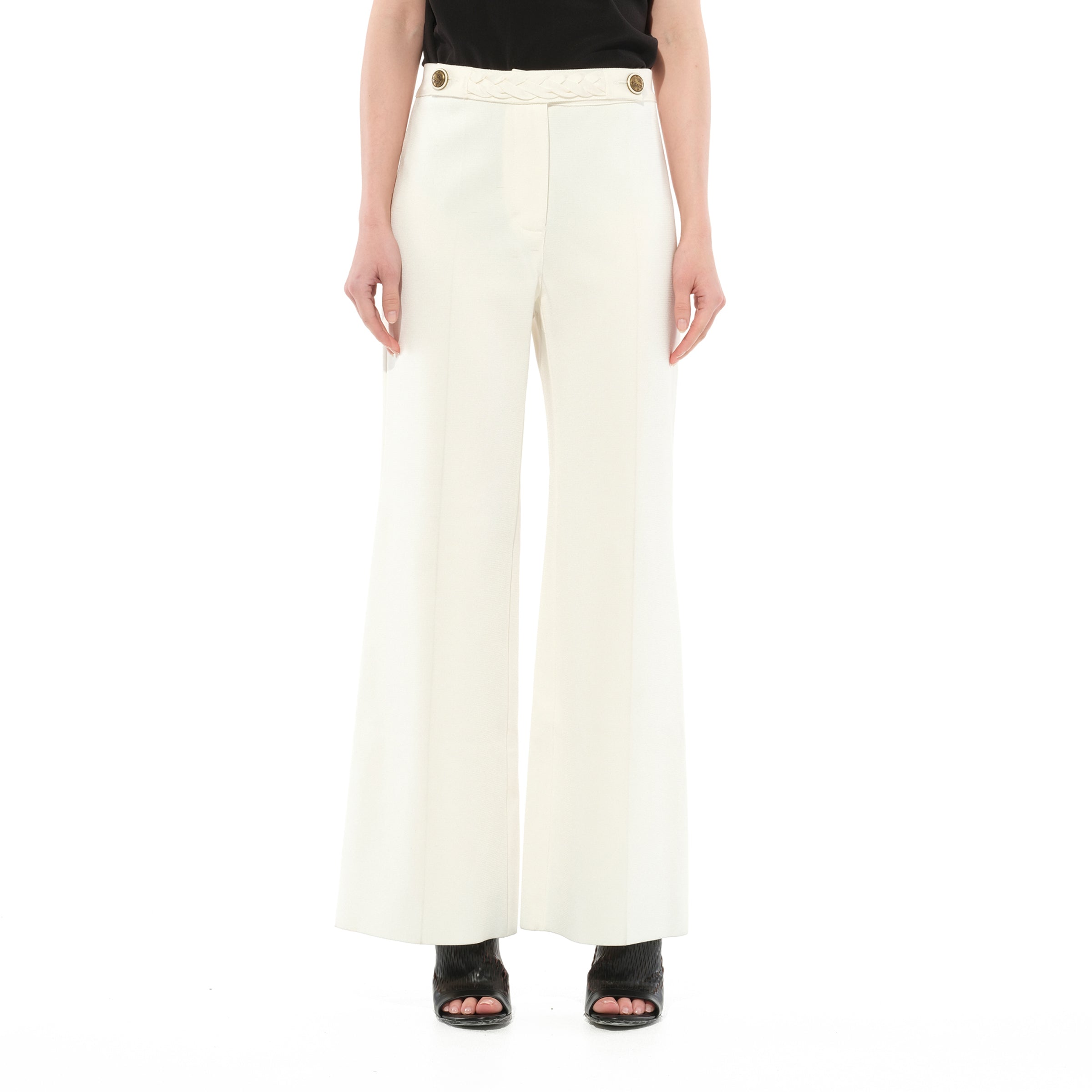 Cable Belt Pants in White