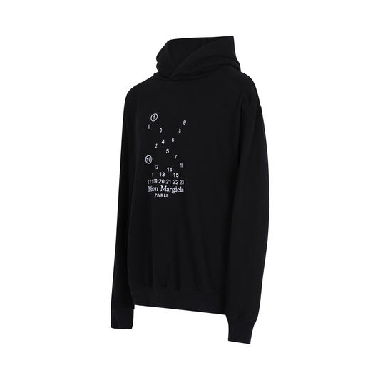 Scattered Numeric Logo Hoodie in Black