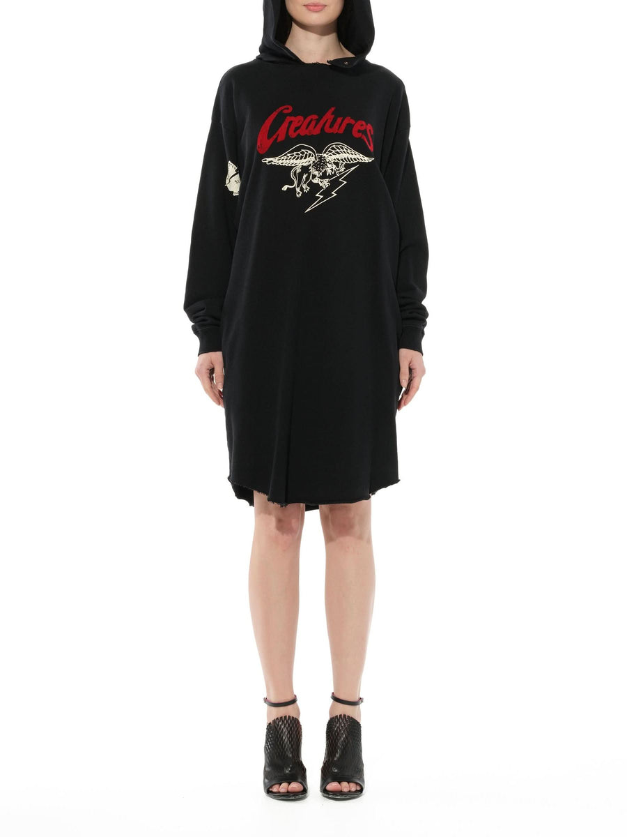 Creatures Hooded Dress in Black