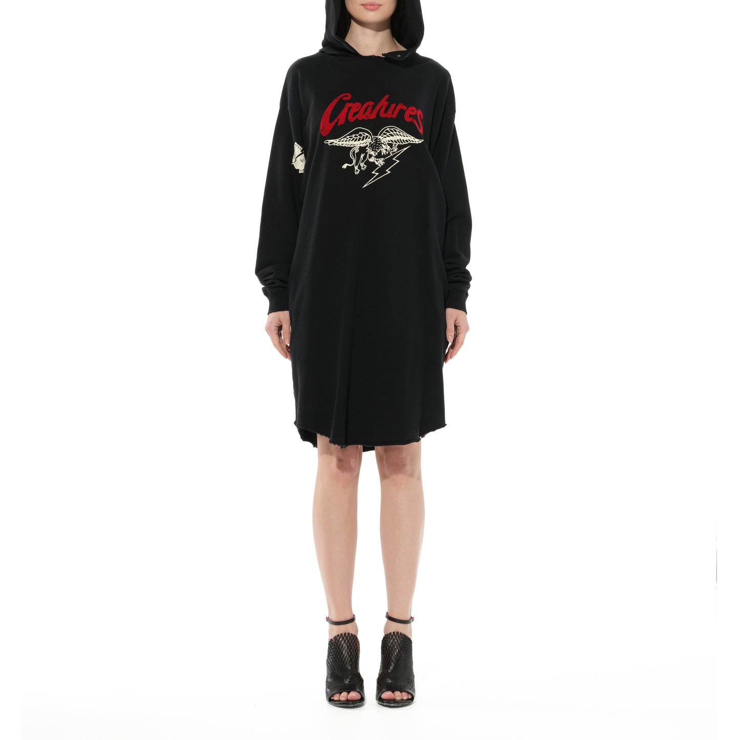 Creatures Hooded Dress in Black