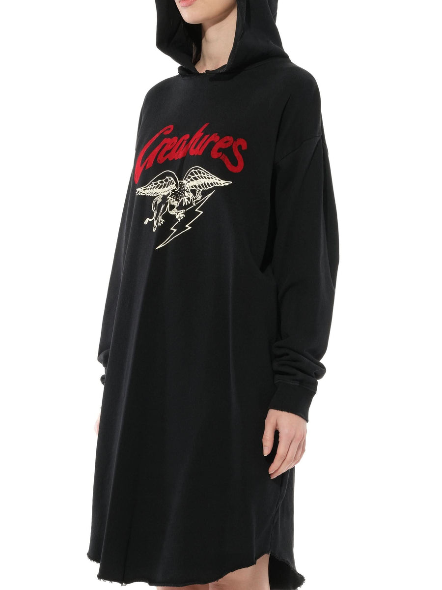 Creatures Hooded Dress in Black