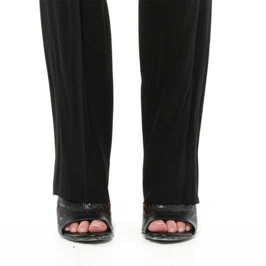 Crepe Satin Fit Pants in Black