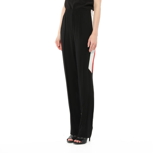 Crepe Satin Fit Pants in Black