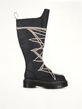 Rick Owens x Dr. Marten 1B60 Quad Sole Pentalace Boots in Black Side View | RICK OWENS
