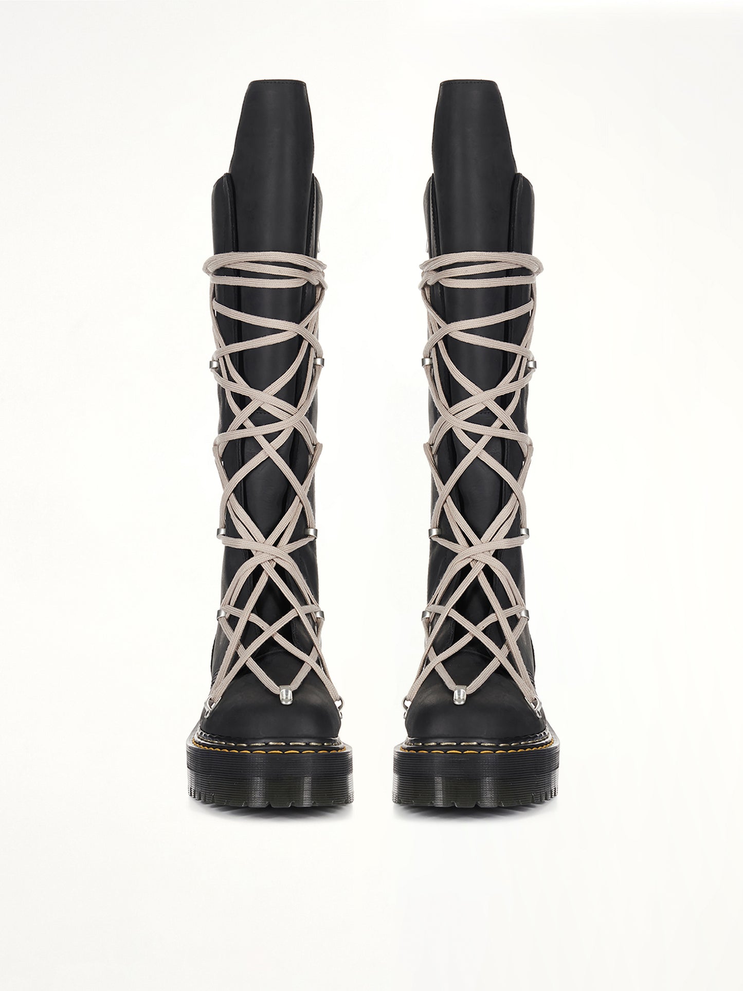 Rick Owens x Dr. Marten 1B60 Quad Sole Pentalace Boots in Black