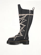 Rick Owens x Dr. Marten 1B60 Quad Sole Pentalace Boots in Black Top View | RICK OWENS