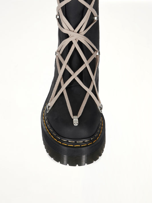Rick Owens x Dr. Marten 1B60 Quad Sole Pentalace Boots in Black