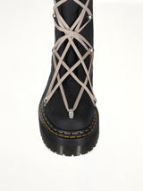 Rick Owens x Dr. Marten 1B60 Quad Sole Pentalace Boots in Black  | RICK OWENS