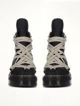 Rick Owens x Dr. Martens 1460 Quad Sole Megalace Boots in Black Back View | RICK OWENS