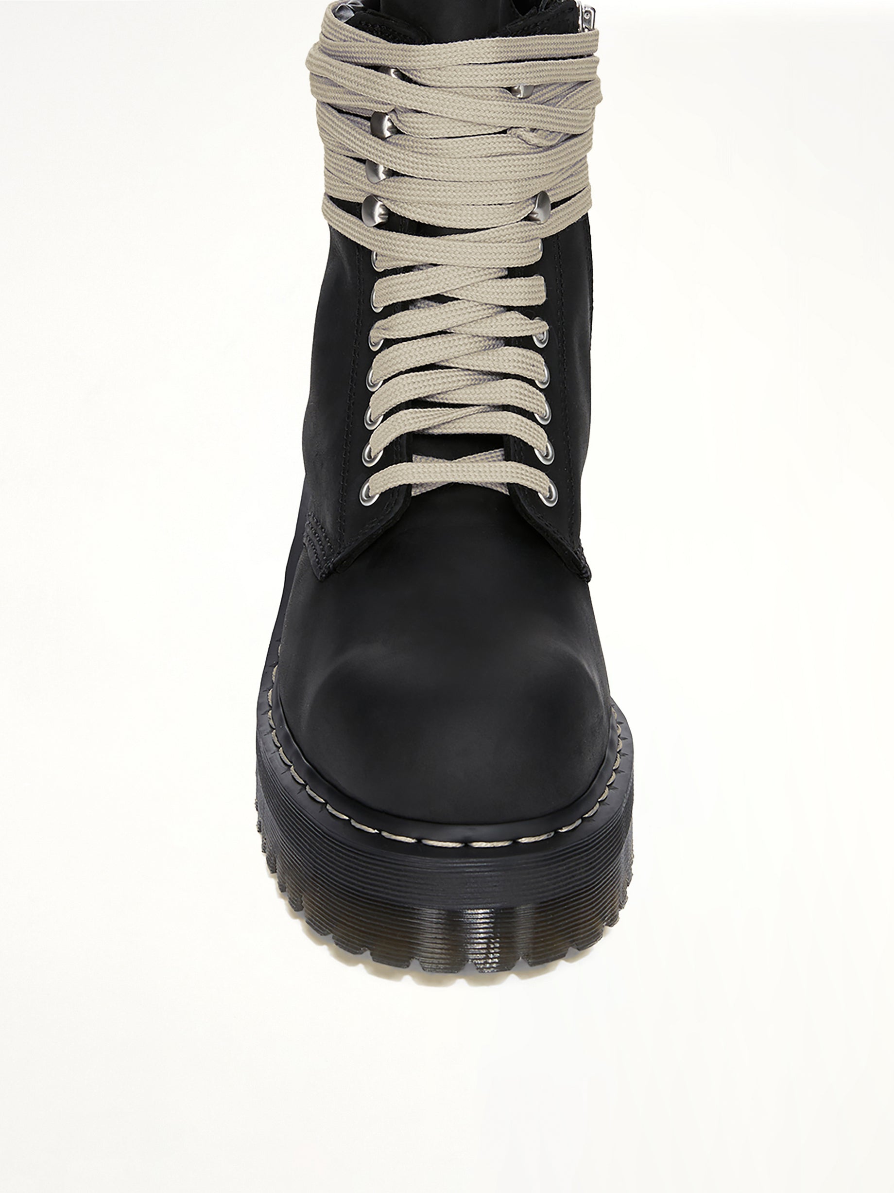 RICK OWENS Mens Quad Sole Steel Toe Boots Black