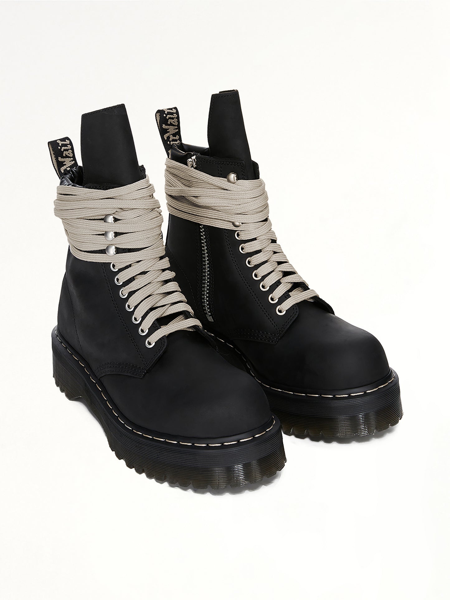 Rick Owens x Dr. Martens Quad Sole Steel Toe Boots in Black