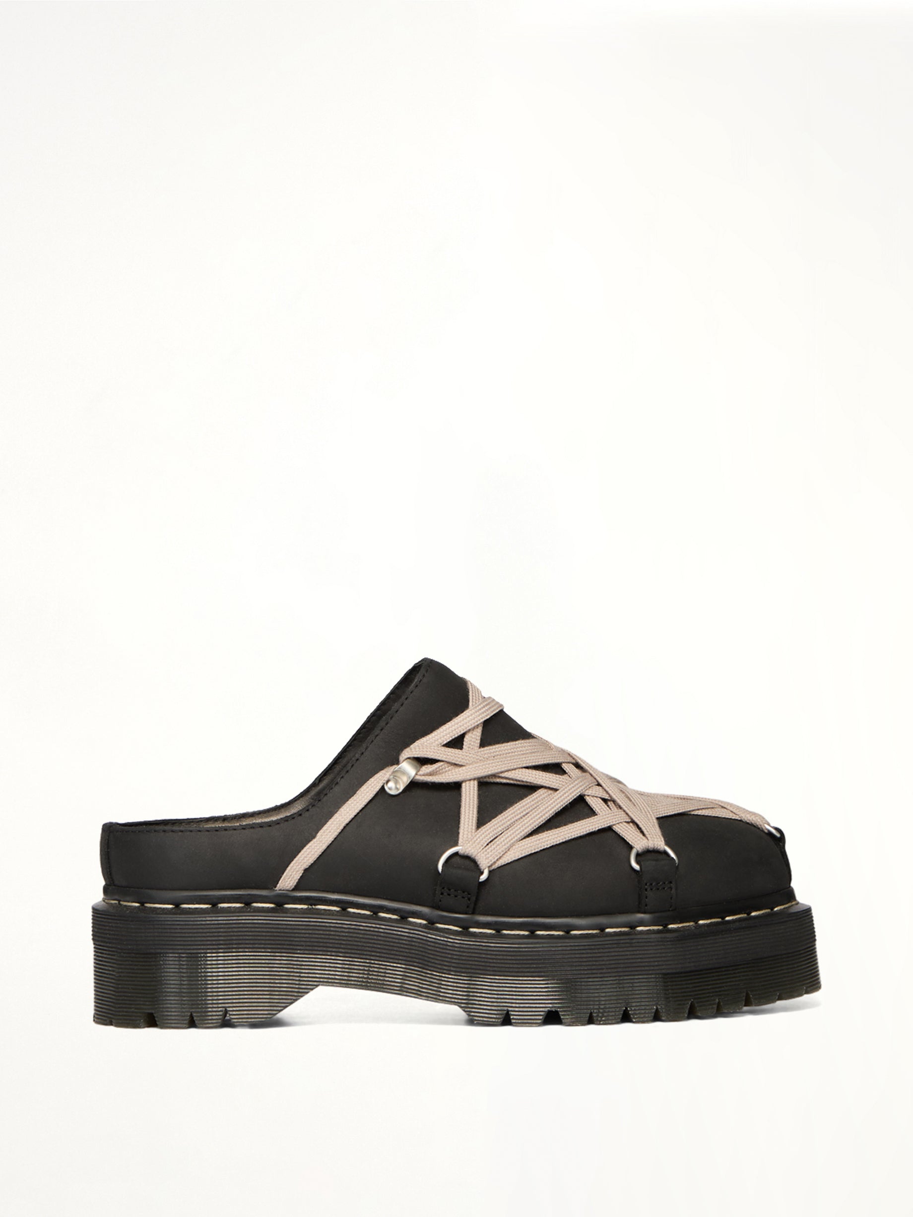 Rick Owens x Dr. Marten Quad Sole Megalace Mule in Black
