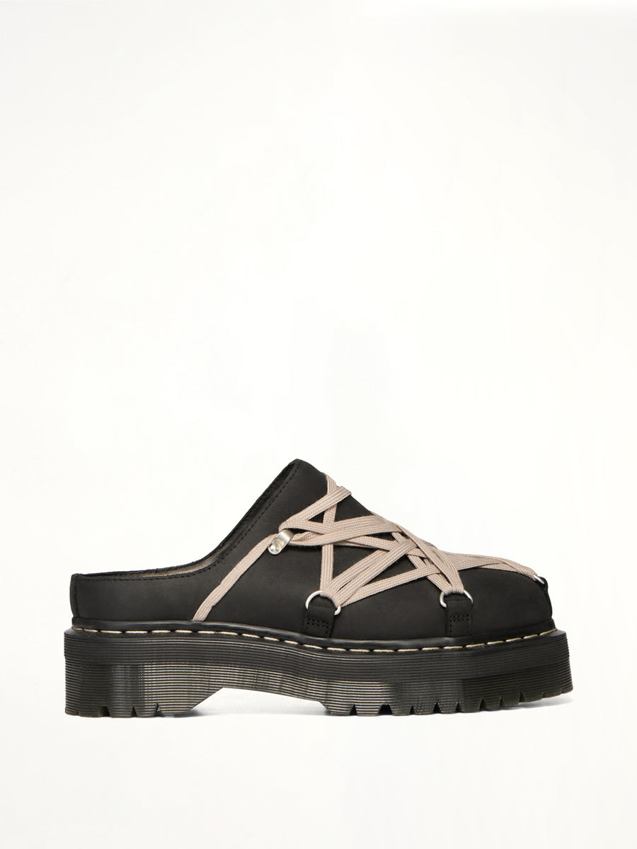 Rick Owens x Dr. Marten Quad Sole Megalace Mule in Black