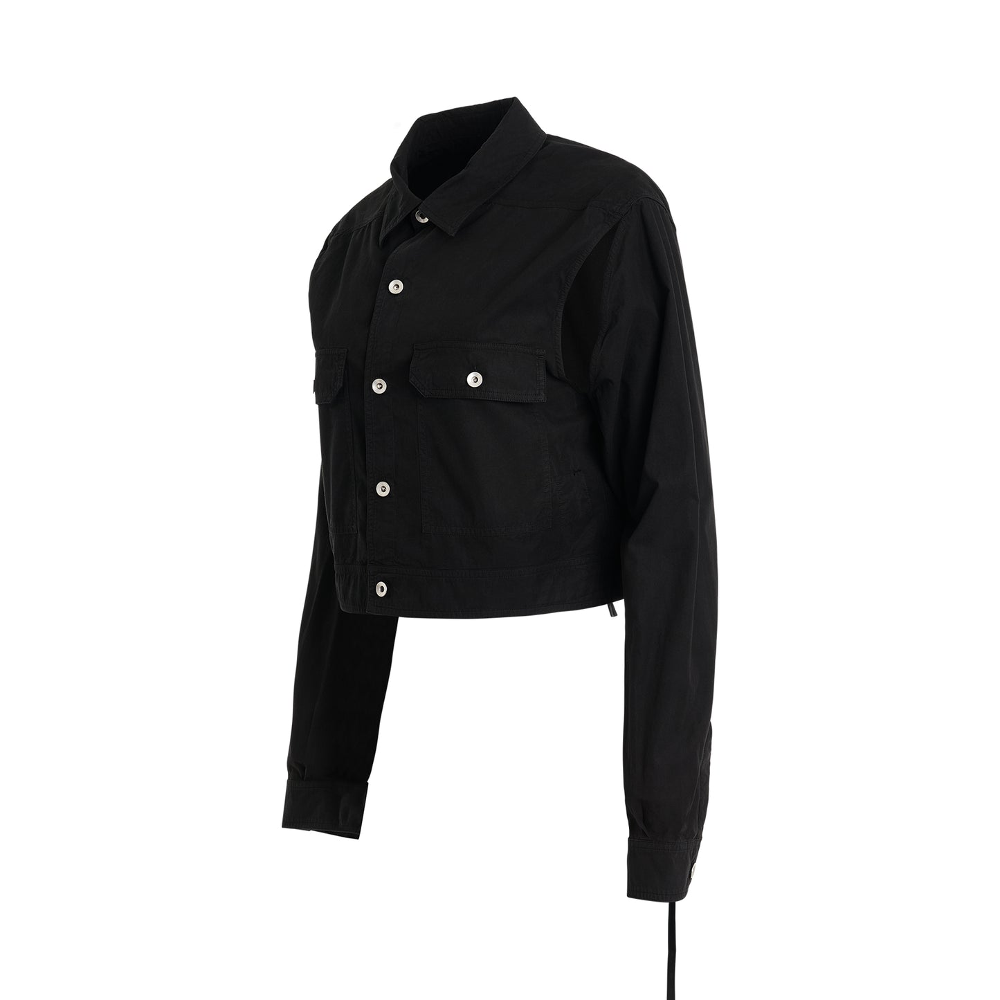 Cape Sleeve Cropped Outershirt in Black