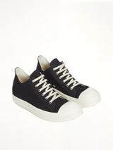 Low Sneaks in Black/Milk Front View | RICK OWENS DRKSHDW