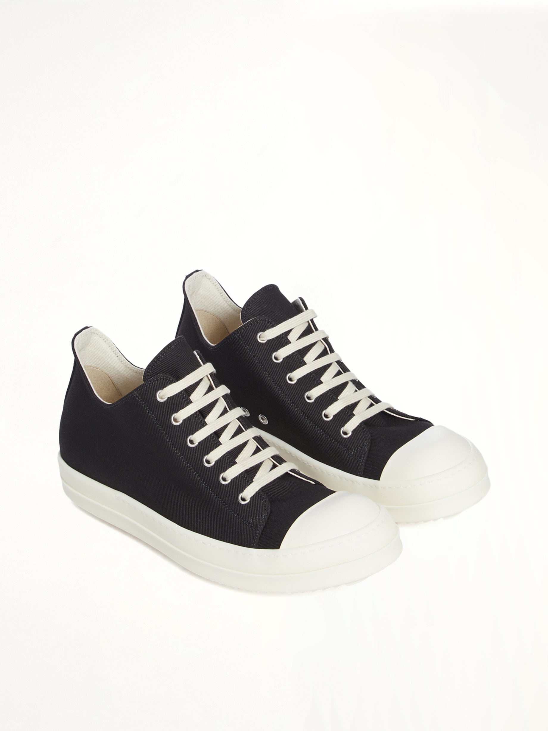 Low Sneaks in Black/Milk Front View | RICK OWENS DRKSHDW