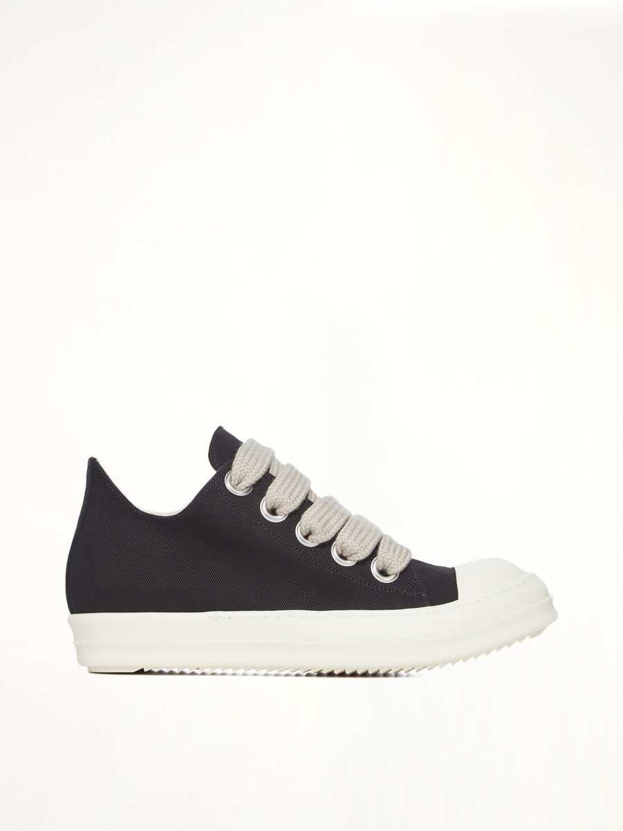 Jumbolace Low Sneaks in Black/Milk Side View | RICK OWENS DRKSHDW