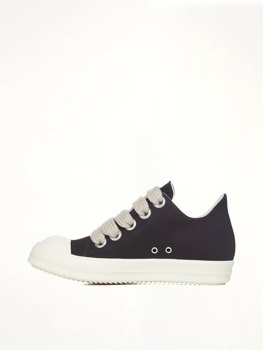 Jumbolace Low Sneaks in Black/Milk Top View | RICK OWENS DRKSHDW