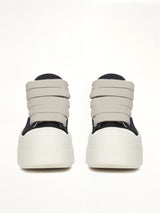 Mega Bumper Jumbolace Low Sneaks in Black/Milk Back View | RICK OWENS DRKSHDW