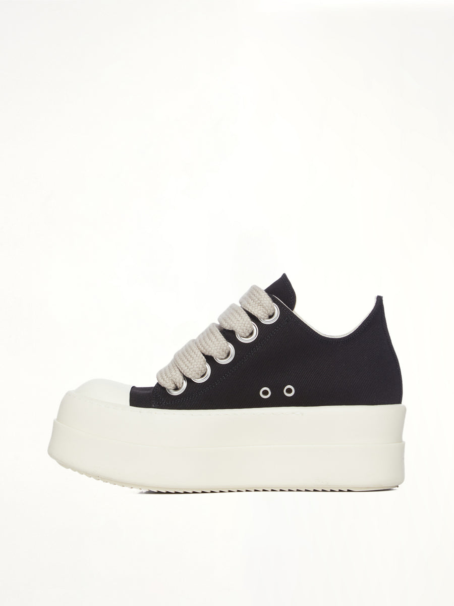 Mega Bumper Jumbolace Low Sneaks in Black/Milk Top View | RICK OWENS DRKSHDW