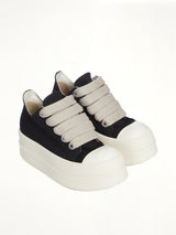 Mega Bumper Jumbolace Low Sneaks in Black/Milk Front View | RICK OWENS DRKSHDW