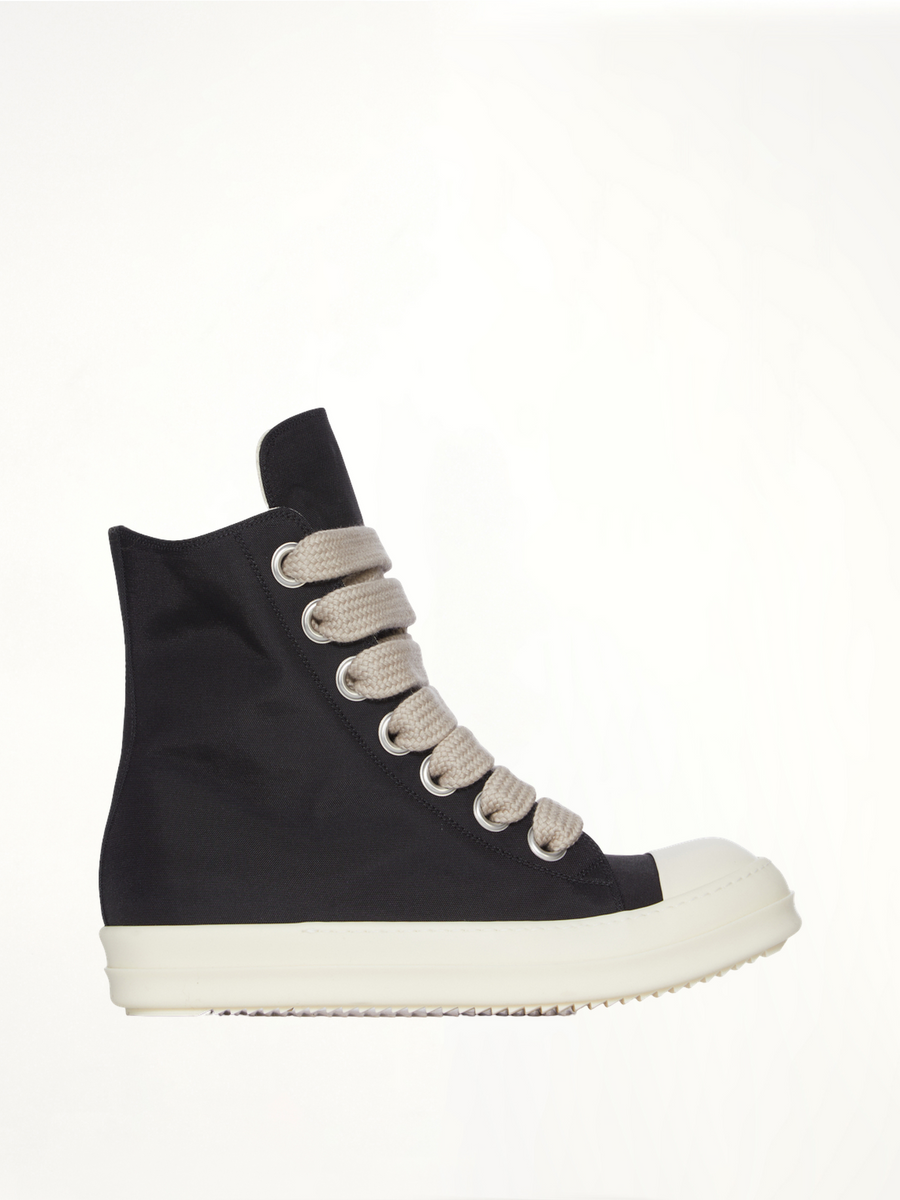 Jumbolace Sneaks in Black/Milk/Milk Side View | RICK OWENS DRKSHDW