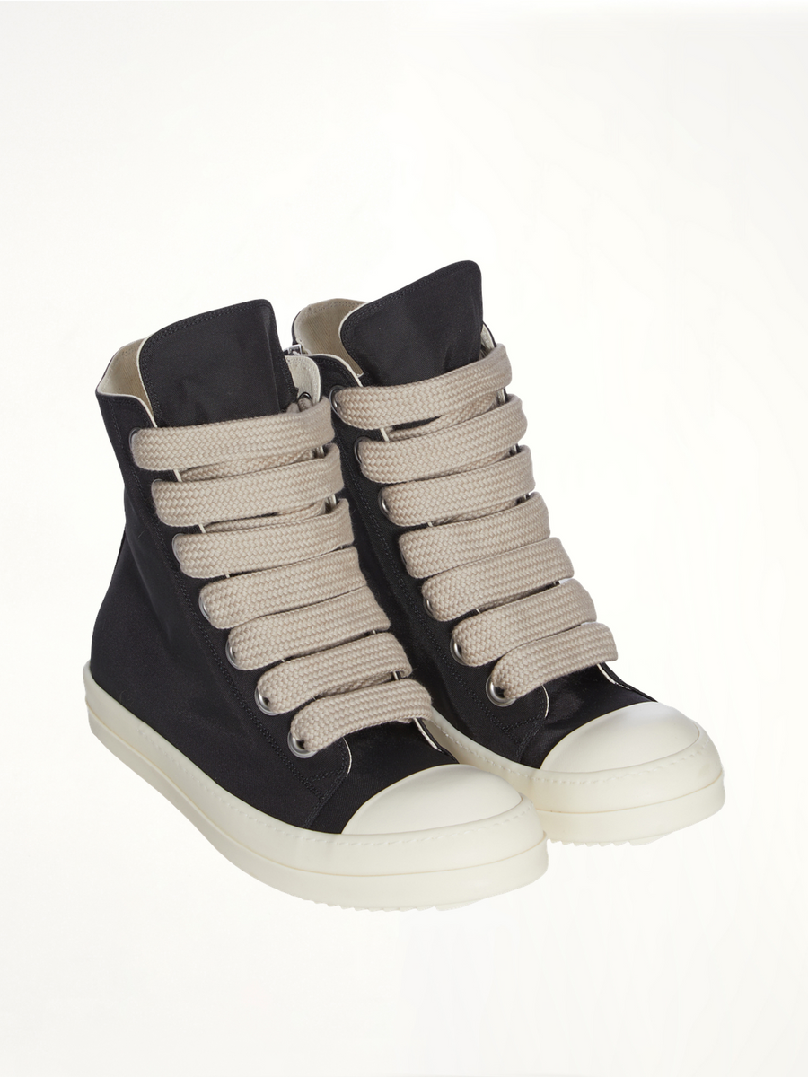 Jumbolace Sneaks in Black/Milk/Milk Front View | RICK OWENS DRKSHDW