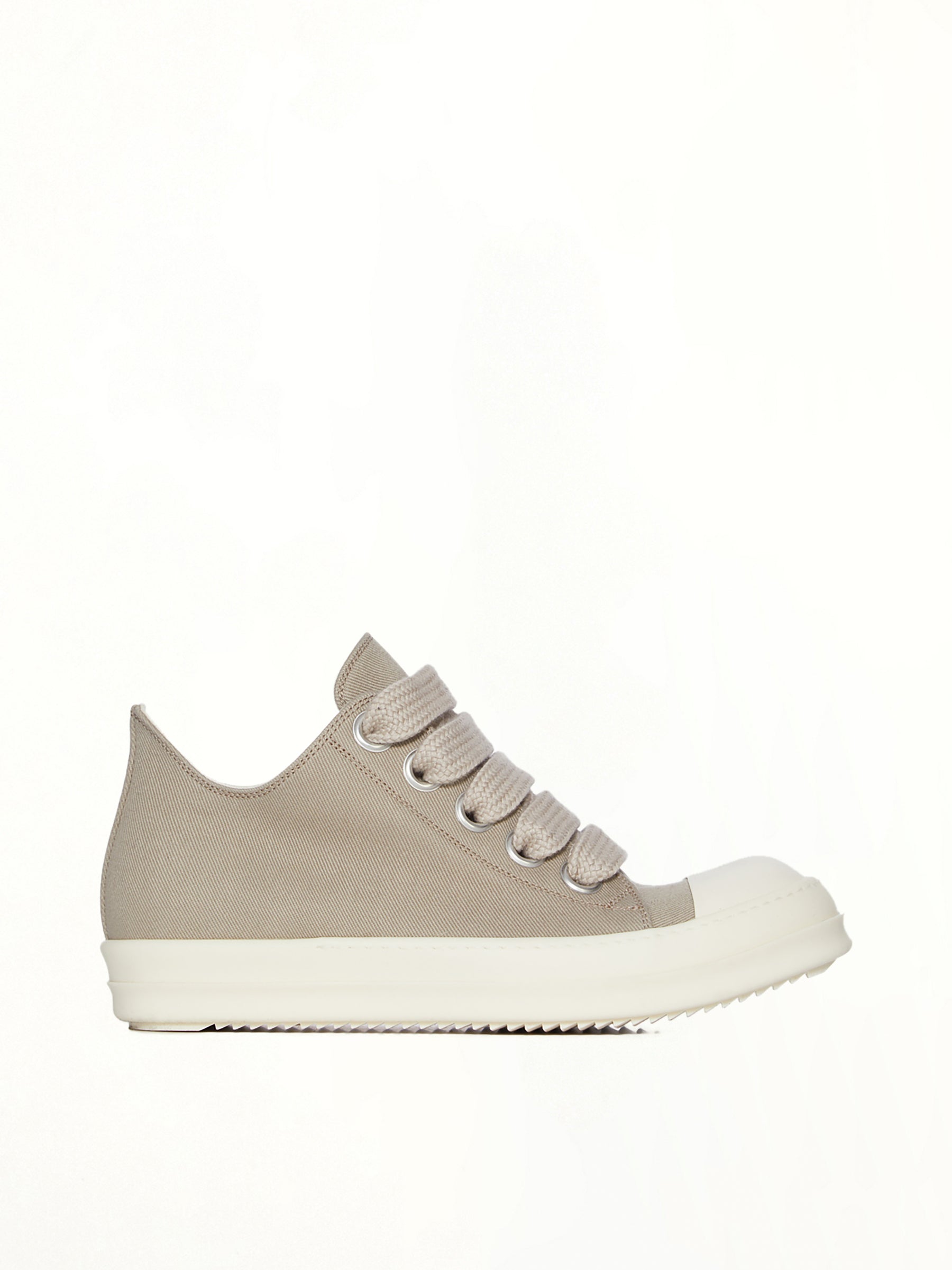 Jumbolace Low Sneaks in Dirty Pearl/Milk Side View | RICK OWENS DRKSHDW