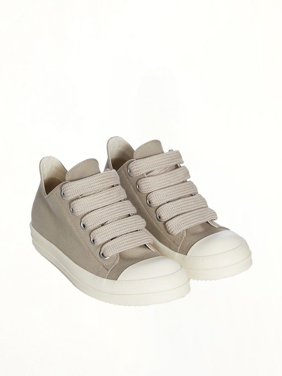 Jumbolace Low Sneaks in Dirty Pearl/Milk Front View | RICK OWENS DRKSHDW