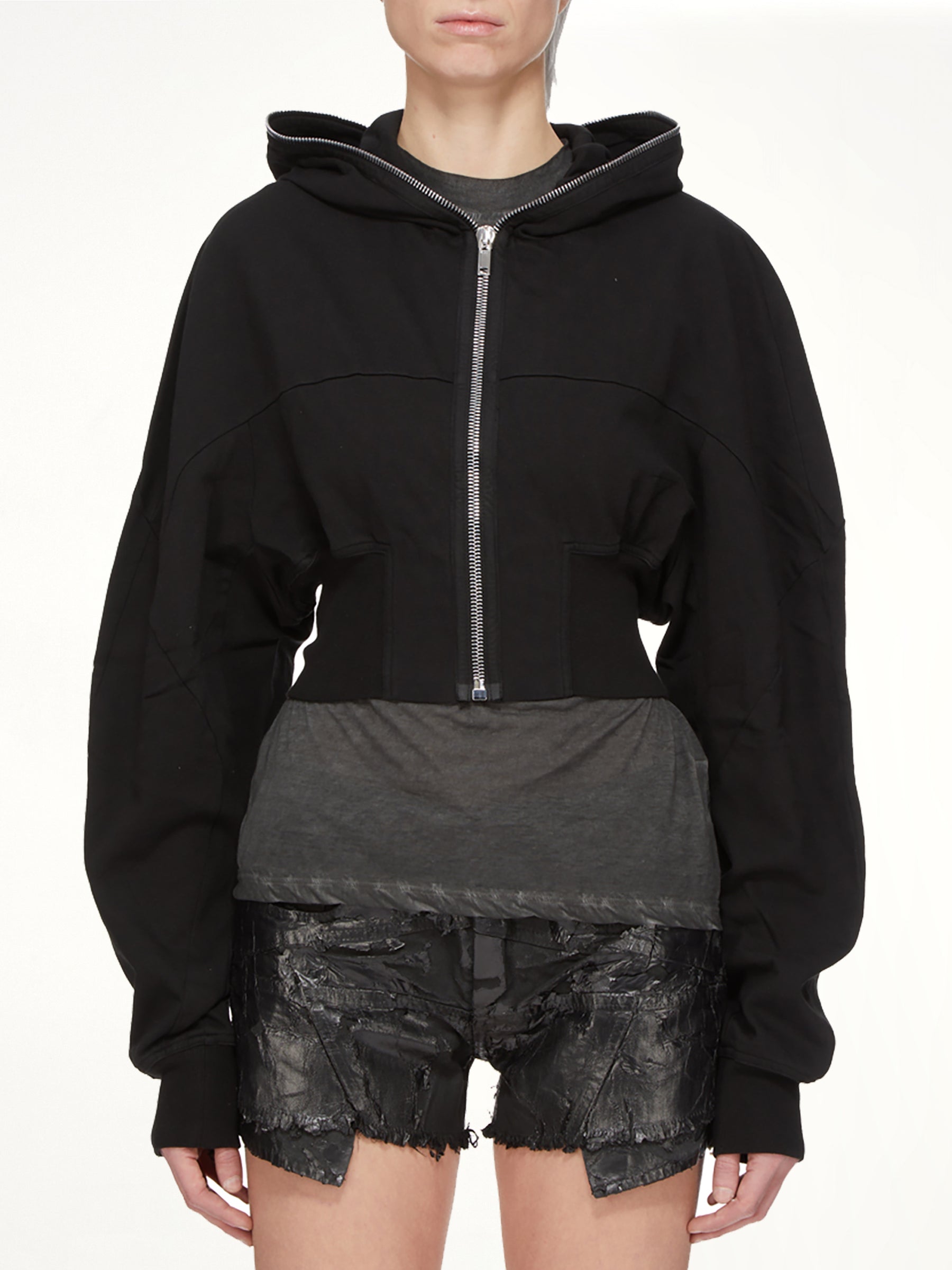 Compact Jersey Collage Gimp Hoodie in Black