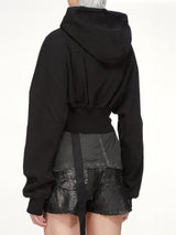 Compact Jersey Collage Gimp Hoodie in Black