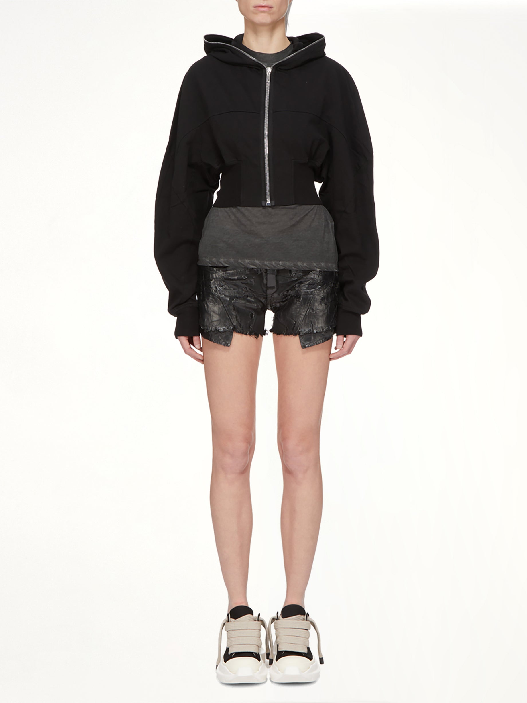 Compact Jersey Collage Gimp Hoodie in Black