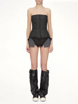 Stretch Denim Dirt Cutoffs in Black Wax