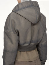 Washed Nylon Hooded Cropped Flight in Dark Dust