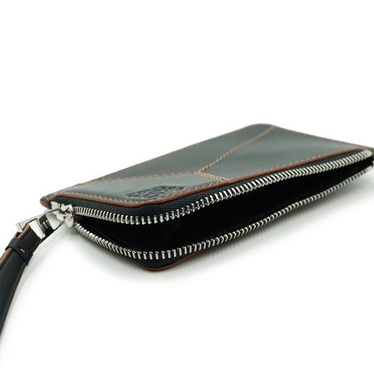 Puzzle Stitch Coin Cardholder in Black